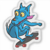 Blue dog skater sticker (Voorkant)