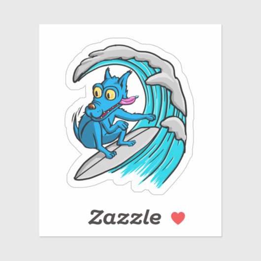 Blue dog surfer sticker (Vel)