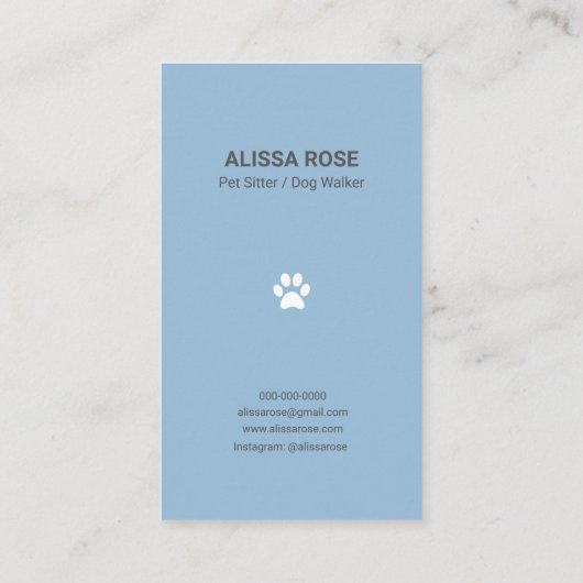 Blue Dog Walker Pet Sitting Visitekaartje (Achterkant)