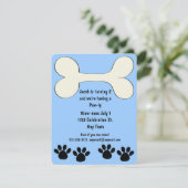 Blue Doggy Theme Birthday Invitation Kaart (Staand voorkant)
