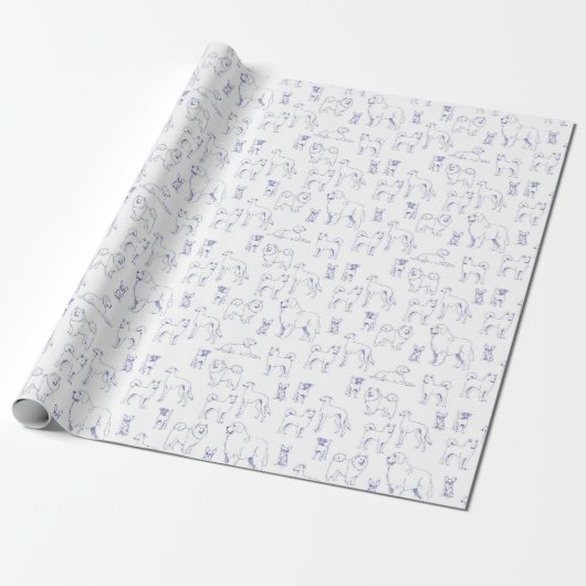Blue Dogs Pattern Cadeaupapier (Uitgerold)