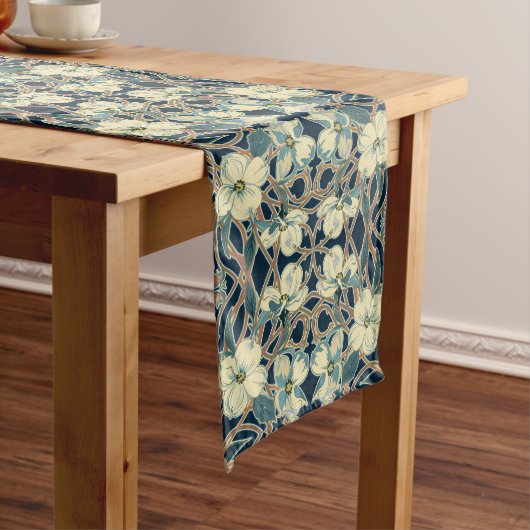 Blue Dogwood Pattern Table Runner Lange Tafelloper (Voorbeeld)