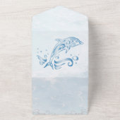 Blue Dolphin All in One Wedding Invite Uitnodiging (Buitenkant)