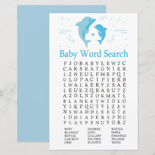 Blue Dolphin Baby shower Word Search Game