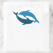 Blue Dolphin Duet Ovale Sticker (Tas)