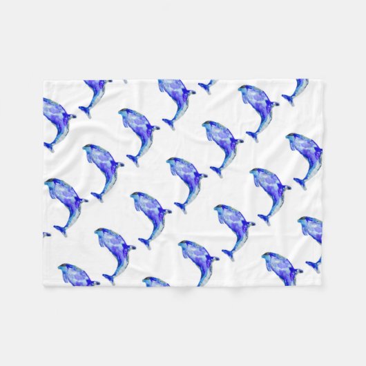 Blue Dolphin Fleece Blanket Deken (Voorkant (Horizontaal))