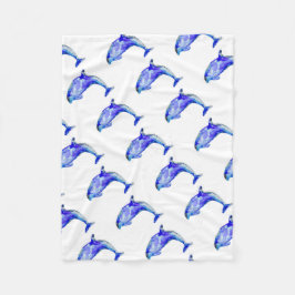 Blue Dolphin Fleece Blanket Deken