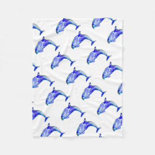 Blue Dolphin Fleece Blanket Deken
