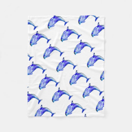 Blue Dolphin Fleece Blanket Deken (Voorkant)