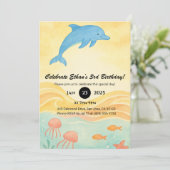 Blue Dolphin & Jellyfish Ocean Scene Verjaardag Kaart (Staand voorkant)