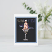 Blue Dolphin Martini Briefkaart (Staand voorkant)