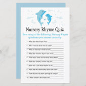 Blue Dolphin Nursery Rhyme Quiz baby shower game (Voorkant / Achterkant)
