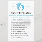 Blue Dolphin Nursery Rhyme Quiz baby shower game (Voorkant)