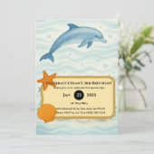 Blue Dolphin & Ocean Floor Terug Ontwerp Verjaarda Kaart (Staand voorkant)