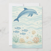 Blue Dolphin & Ocean Floor Terug Ontwerp Verjaarda Kaart (Achterkant)