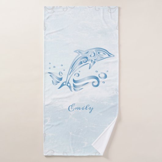 Blue Dolphin Personalized Bath Towel Set Bad Handdoek (Badhanddoek)