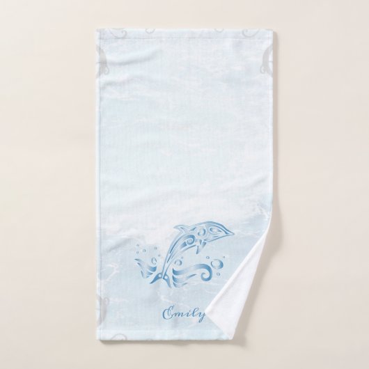 Blue Dolphin Personalized Bath Towel Set Bad Handdoek (Handdoek)
