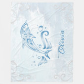 Blue Dolphin Personalized Fleece Blanket (Voorkant)