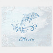 Blue Dolphin Personalized Fleece Blanket (Voorkant (Horizontaal))