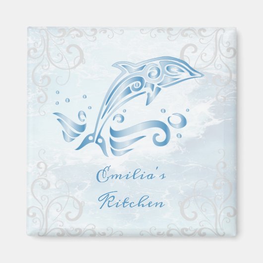 Blue Dolphin Personalized Magnet (Voorkant)