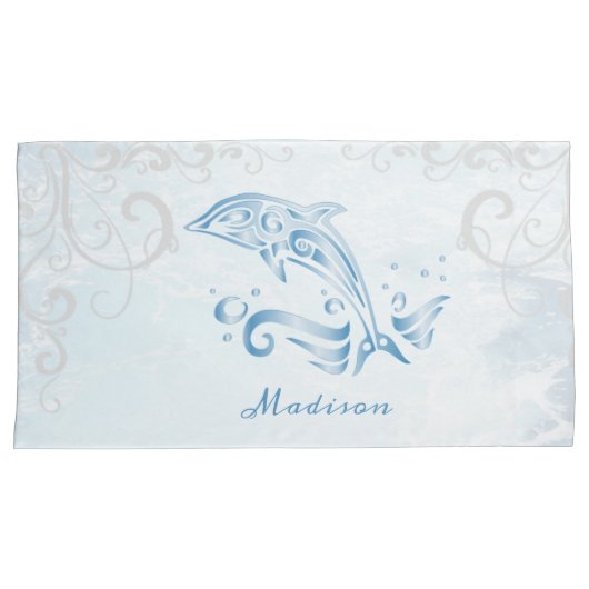 Blue Dolphin Personalized Pillow Hoesje Kussensloop (Voorkant-Rechts)