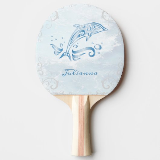 Blue Dolphin Personalized Ping Pong Paddle Tafeltennisbatje (Voorkant)