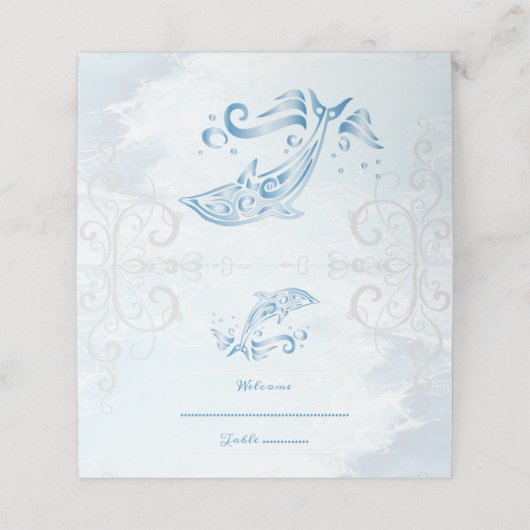 Blue Dolphin Reception Place Card Plaatskaartje (Buitenkant ongevouwen)
