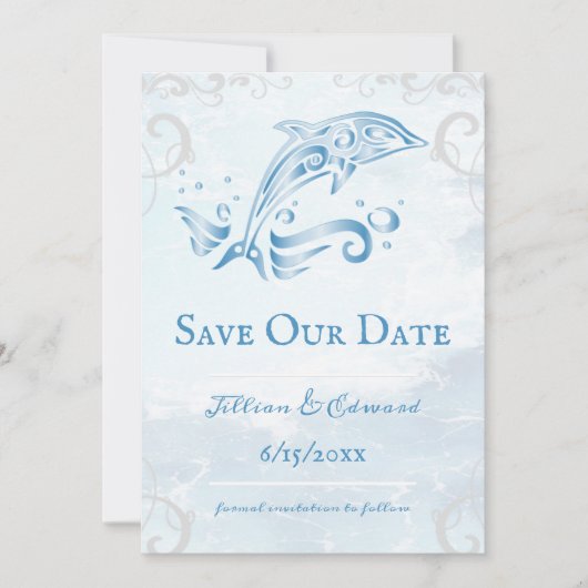 Blue Dolphin Save the Date Notice Aankondiging (Voorkant)