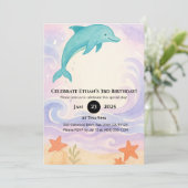 Blue Dolphin & Starfish Ocean Verjaardag Kaart (Staand voorkant)