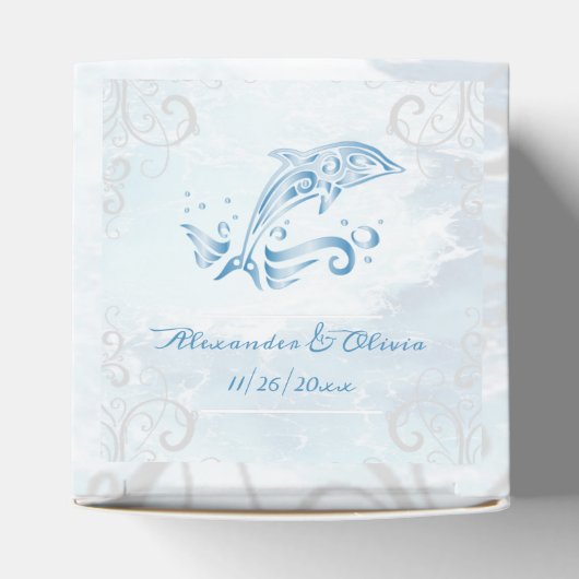 Blue Dolphin Wedding Favor Box Bedankdoosjes (Bovenkant)