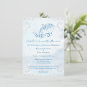 Blue Dolphin Wedding Rehearsal Dinner Invitation Kaart (Staand voorkant)