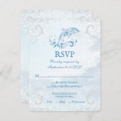 Blue Dolphin Wedding RSVP Kaart (Voorkant / Achterkant)
