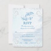 Blue Dolphin Wedding RSVP Kaart (Voorkant)