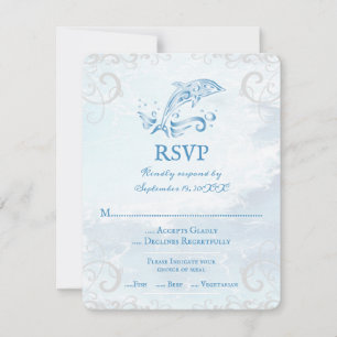 Blue Dolphin Wedding RSVP Kaart