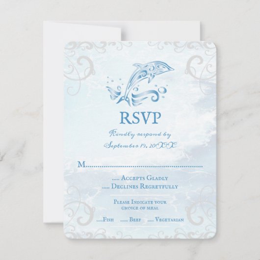 Blue Dolphin Wedding RSVP Kaart (Voorkant)