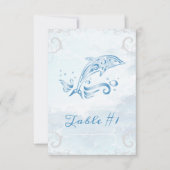 Blue Dolphin Wedding Table Card Kaart (Voorkant)