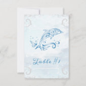 Blue Dolphin Wedding Table Card Kaart (Achterkant)