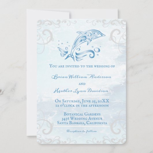 Blue Dolphin Wedding Uitnodiging (Voorkant)