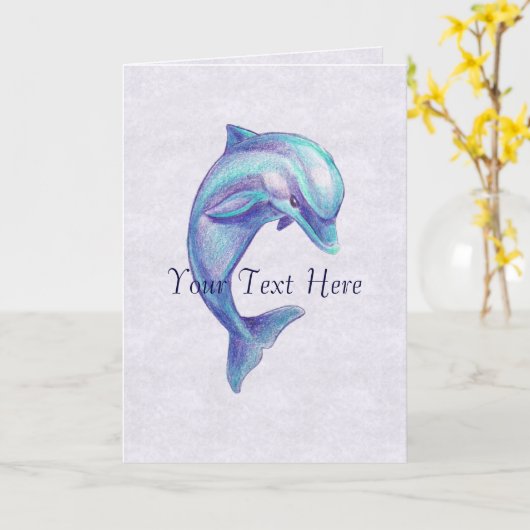 Blue Dolphin Wenskaart Kaart (Gele Bloem)