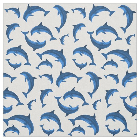Blue Dolphins Jumping Pattern op Grey Stof (Swatch)