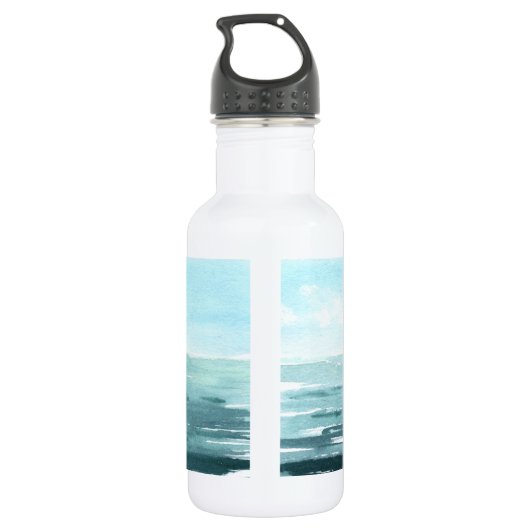 Blue Dolphins Jumping Sunny Water Waterverf Name Waterfles (Achterkant)