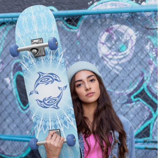 Blue Dolphins Mandala Maritime Skateboard