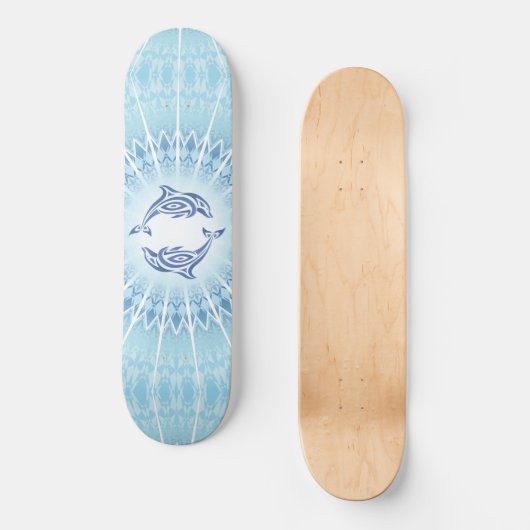 Blue Dolphins Mandala Maritime Skateboard (Voorkant)