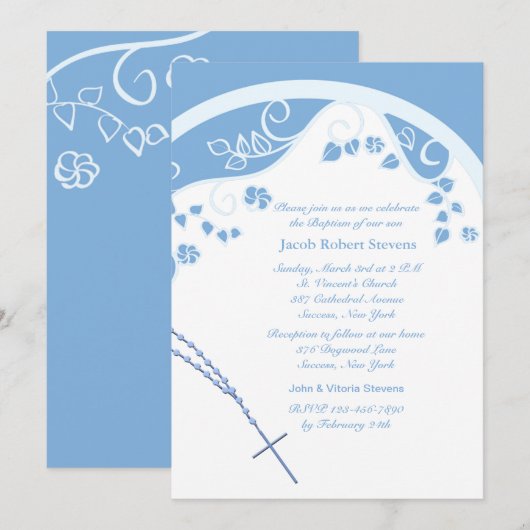 Blue Dome Religieuze Uitnodiging (Voorkant / Achterkant)