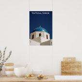 Blue dome, Santorini, Griekenland Poster (Keuken)
