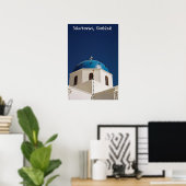 Blue dome, Santorini, Griekenland Poster (Thuiskantoor)