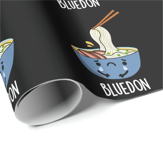 Blue-don Funny Udon Pun Dark BG Cadeaupapier (Rol Hoek)