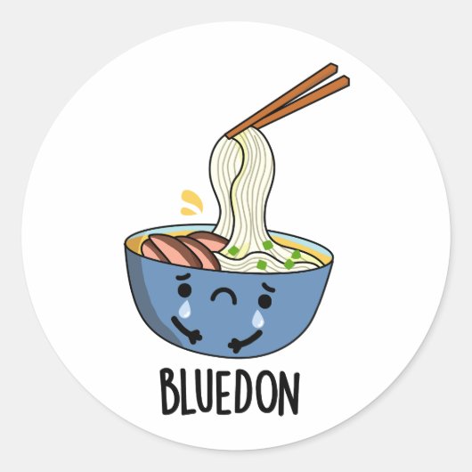 Blue-don Funny Udon Pun  Ronde Sticker (Voorkant)