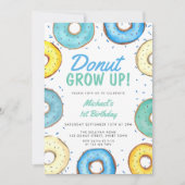 Blue Donut 1st Birthday Boy Donut wordt volwassen Kaart (Voorkant)