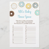Blue Donut ABCs Baby shower Name Game (Voorkant)